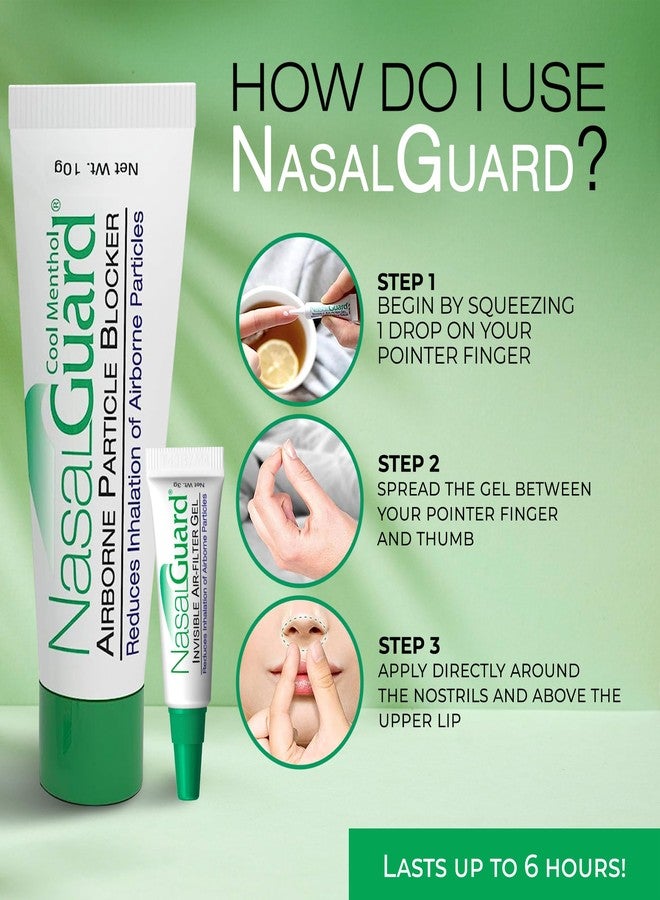 NasalGuard Airborne Particle Blocker Gel - Helps Reduce Inhalation of Allergens, Pollutants & Irritants - Drug-Free, Daily Use (Cool Menthol, 3g, Pack of 2), Over 150 Applications - Image 5